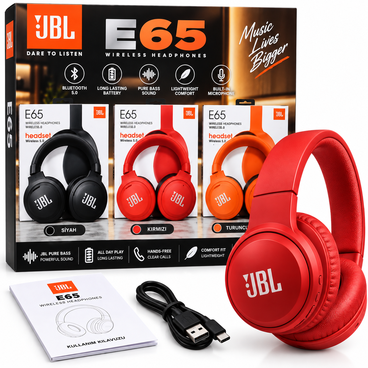 JBL E65 Bluetooth Kablosuz Kulaklık