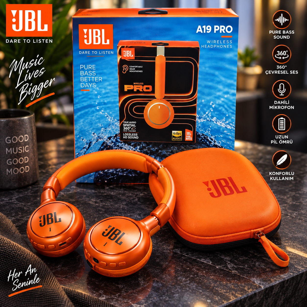 JBL A19 PRO Kablosuz Kulak Üstü Kulaklık