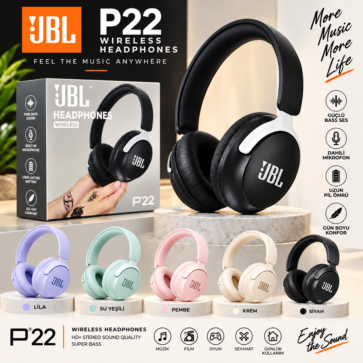 JBL P22 Kablosuz Kulak Üstü Kulaklık
