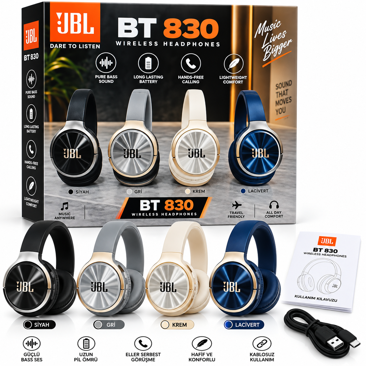 BT 830 Kablosuz Kulak Üstü Kulaklık